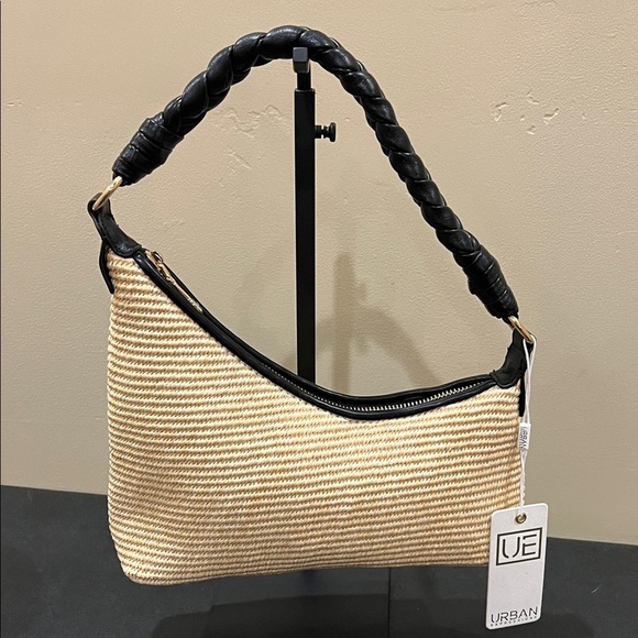 Urban Expressions Handbags - Urban Expressions | Natural Woven Shoulder Bag w/ Braided Handle